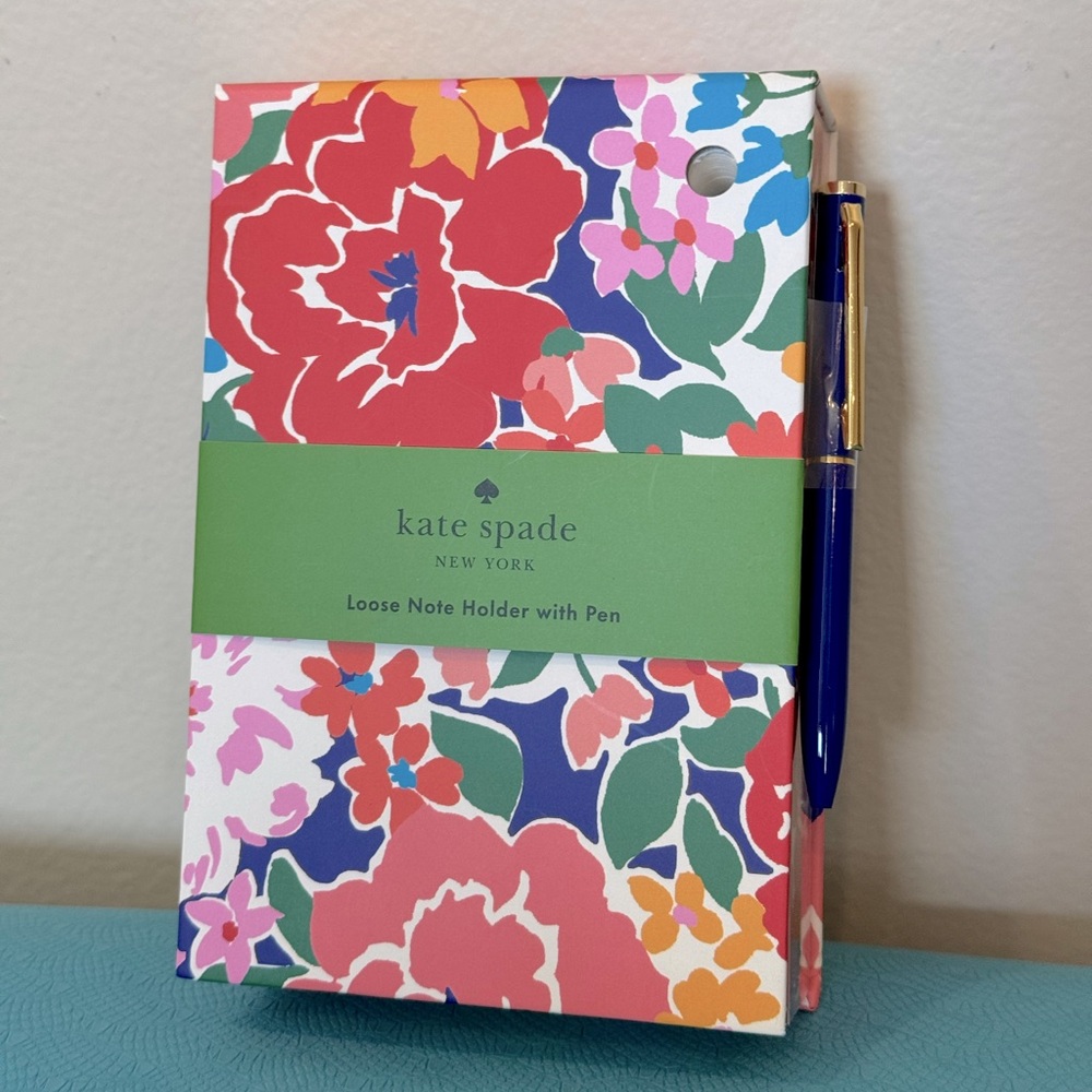 KATE SPADE Floral Note Holder with Pen Set Sunset Blooms Office Dorm School NWT